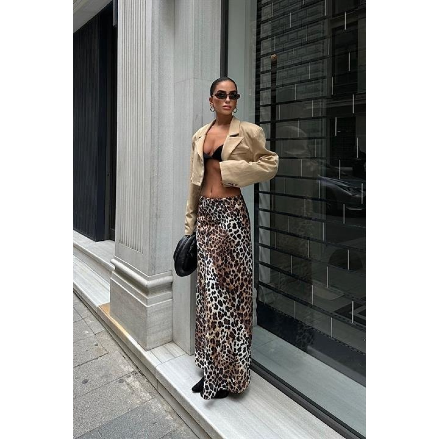 Lucky Life Kadın Animal Desen Saten Etek