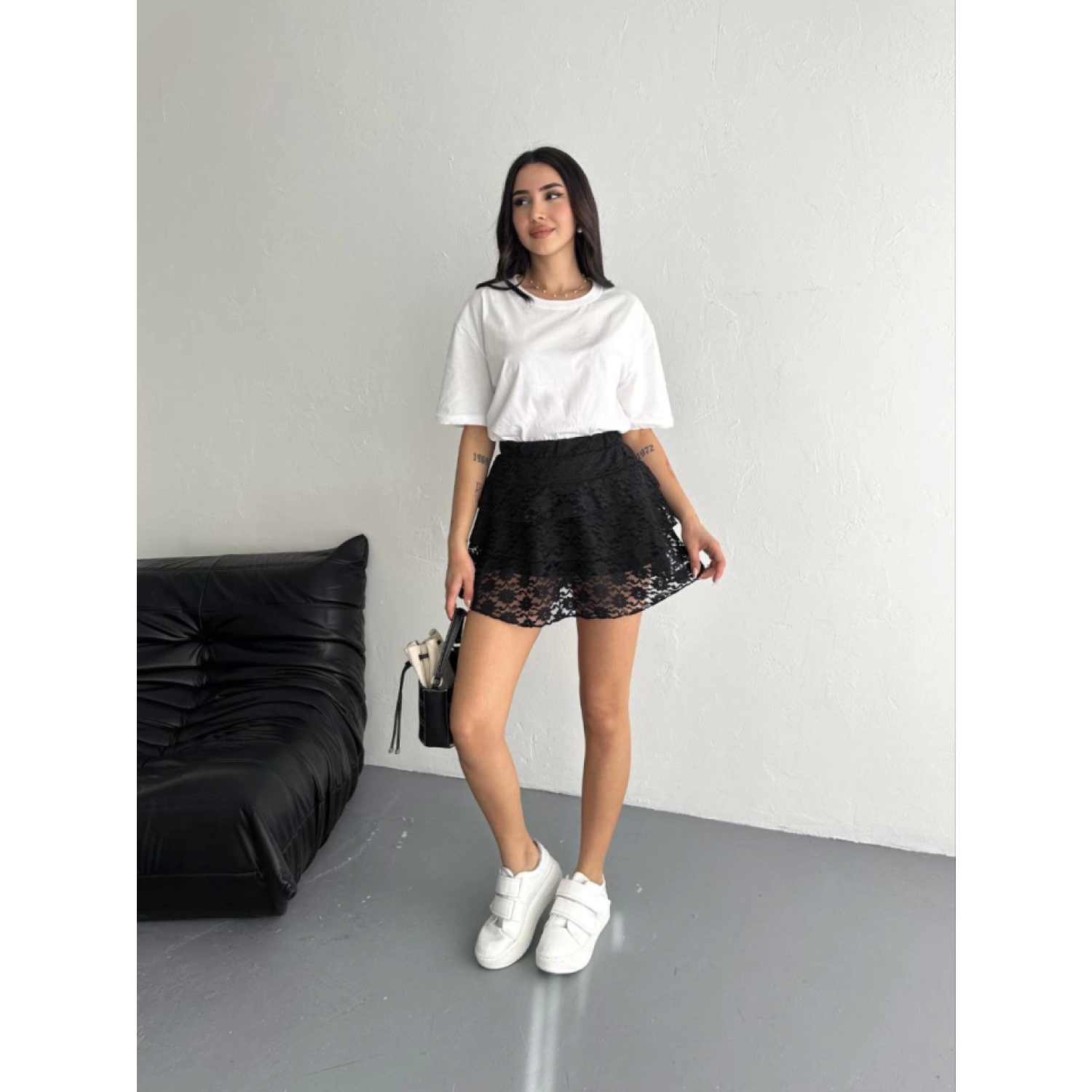 Lucky Life Kadın Dantel Şortlu Etek - Siyah Lucky Life Kadın Dantel Şortlu Etek - Siyah