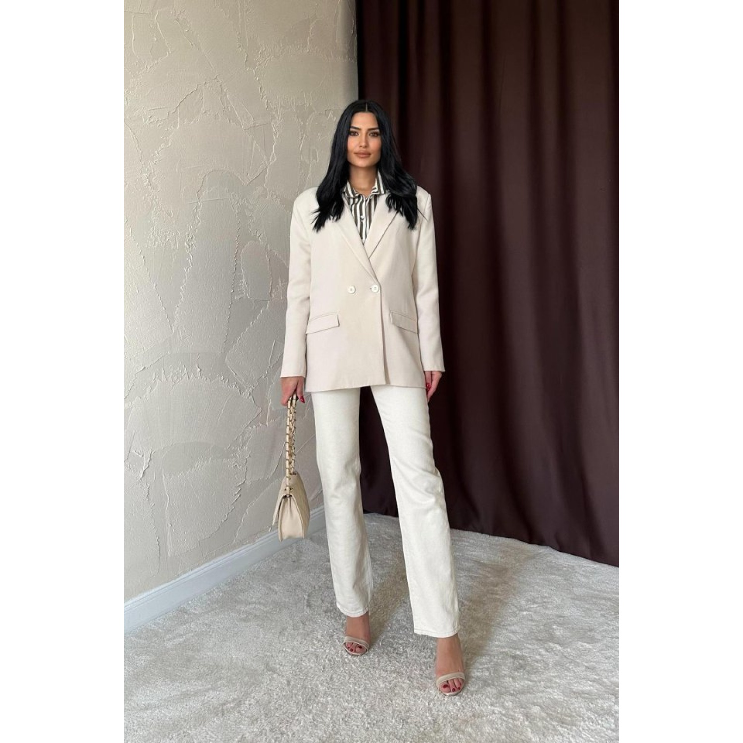 Lucky Life Kadın Bej Blazer Ceket