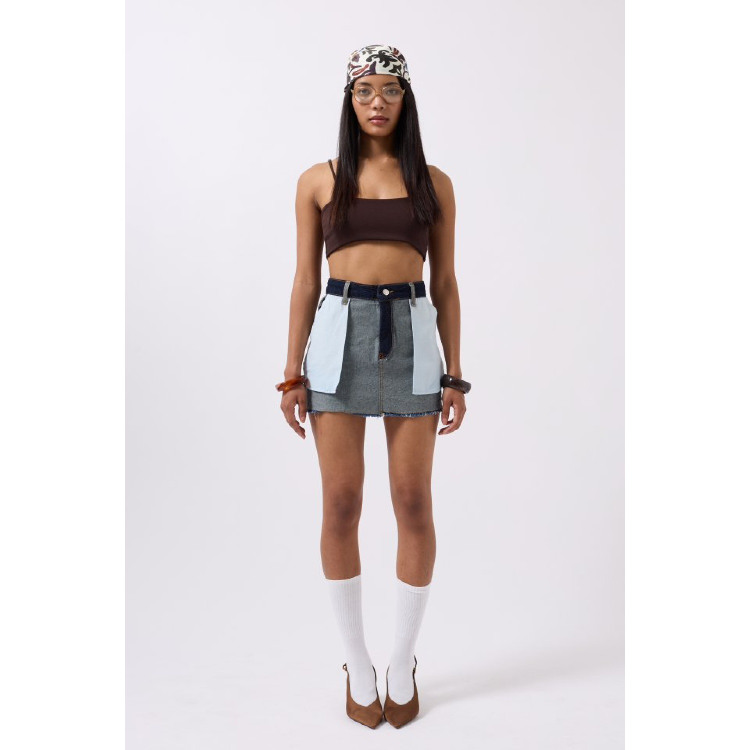 Lucky Life Kadın Ters Detay Denim Mini Etek