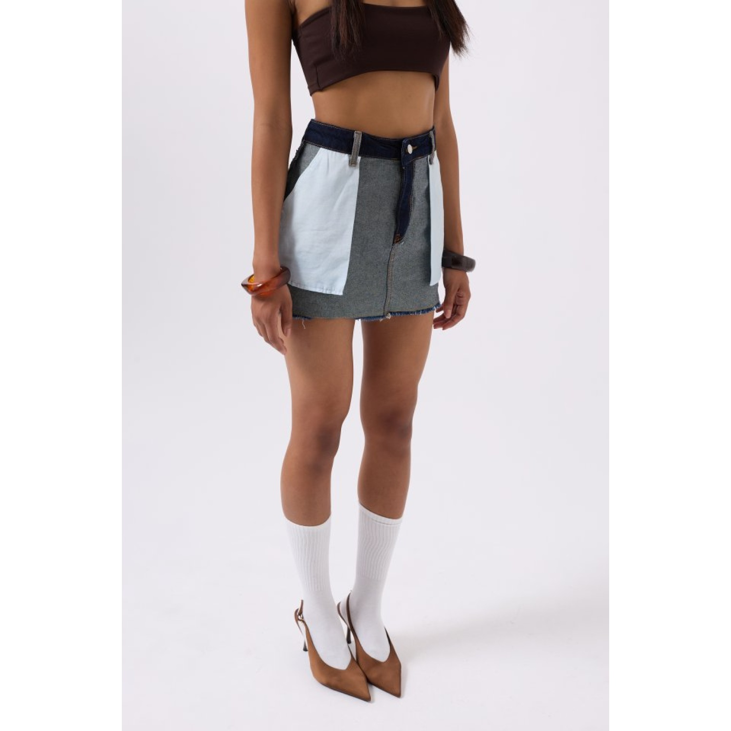 Lucky Life Kadın Ters Detay Denim Mini Etek