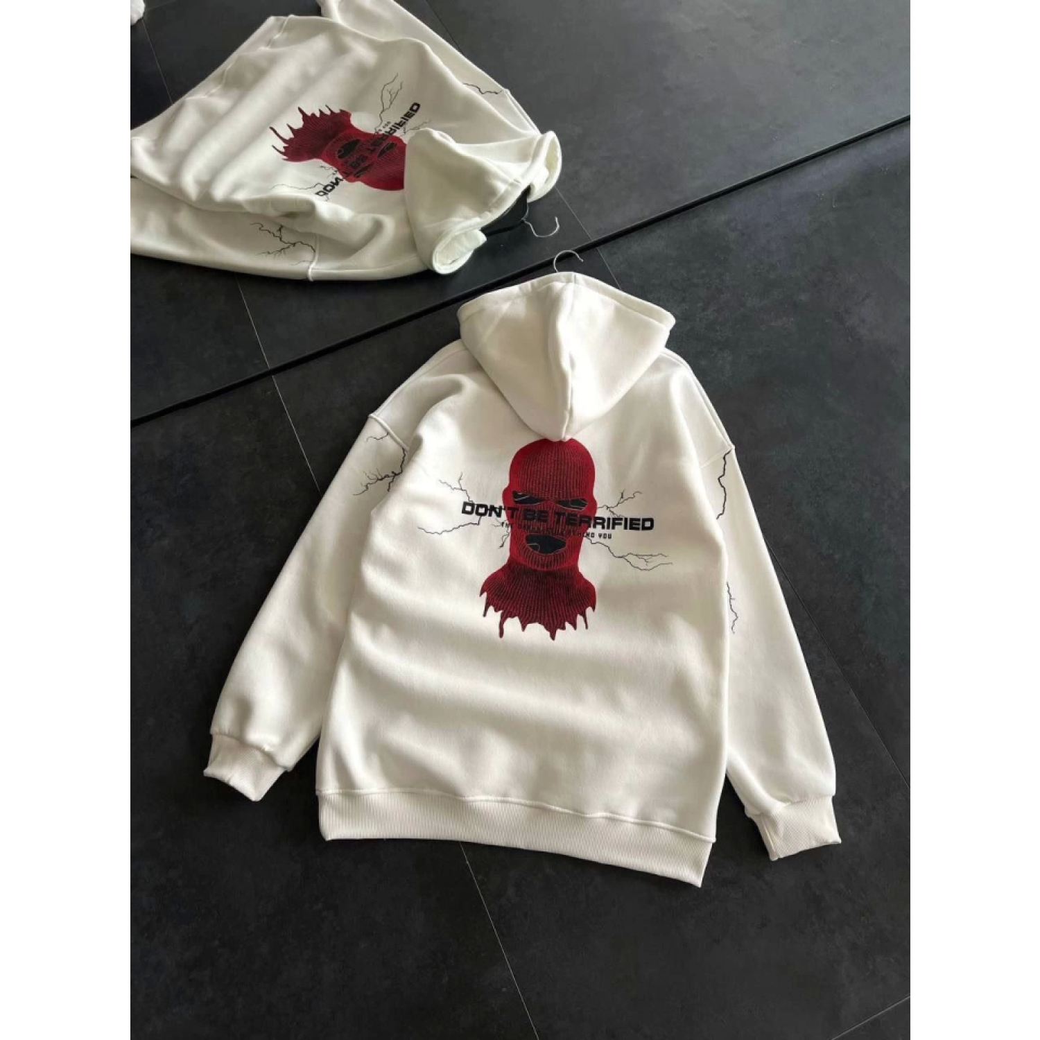 Lucky Life Kadın Üç İplik Kapşonlu Baskılı Oversize SweatShirt- B