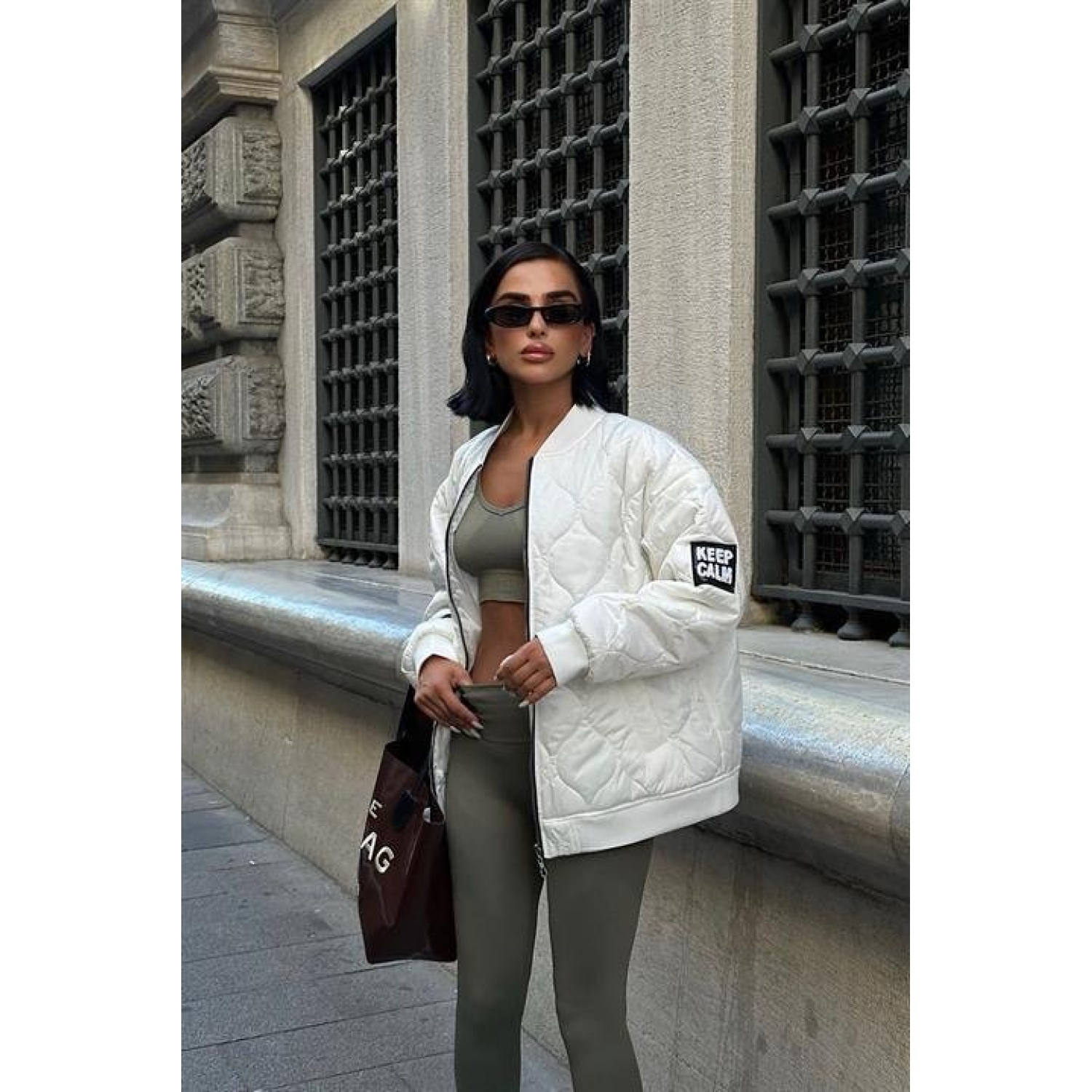 Lucky Life Kadın Oversize Kapitone Bomber Ceket