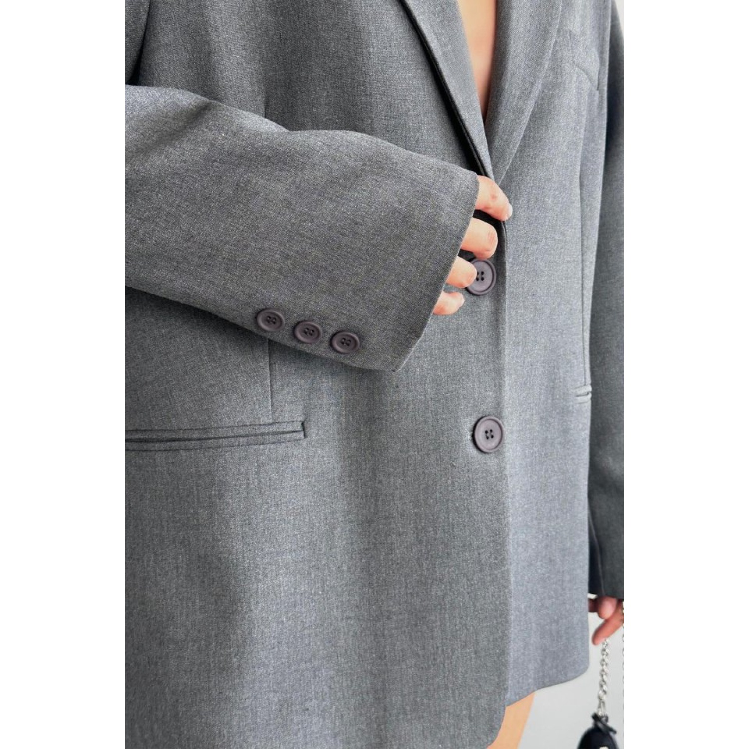 Lucky Life Kadın Oversize Ceket - Gri