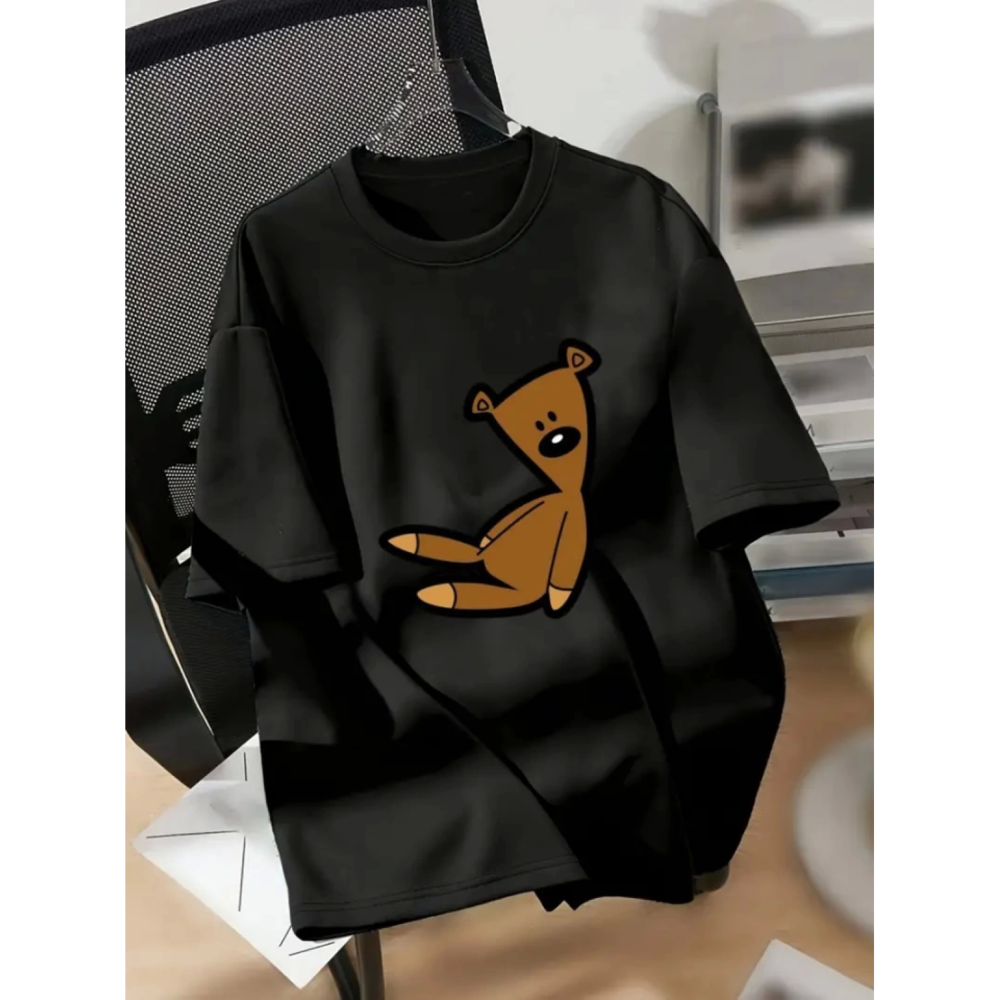 Lucky Life Kadın Baskılı Oversize Lucky Life Kadın Bisiklet Yaka