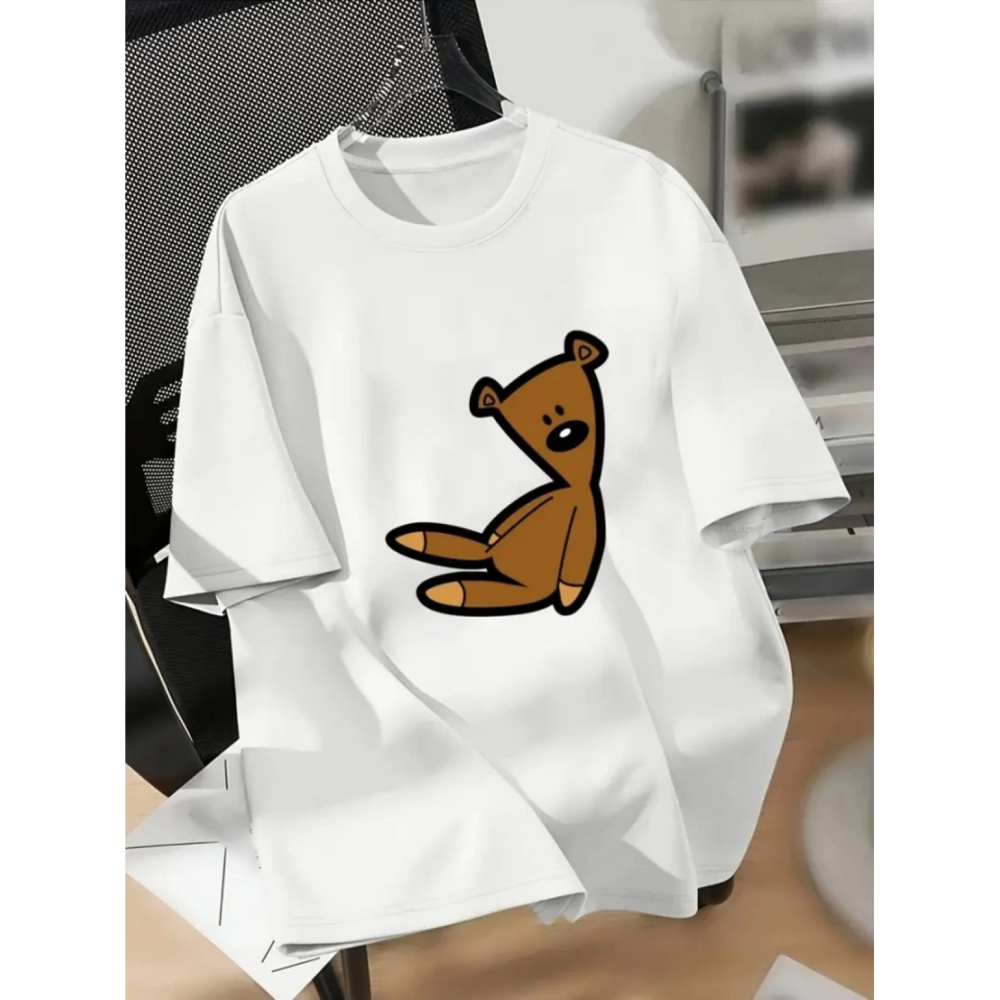 Lucky Life Kadın Baskılı Oversize Lucky Life Kadın Bisiklet Yaka