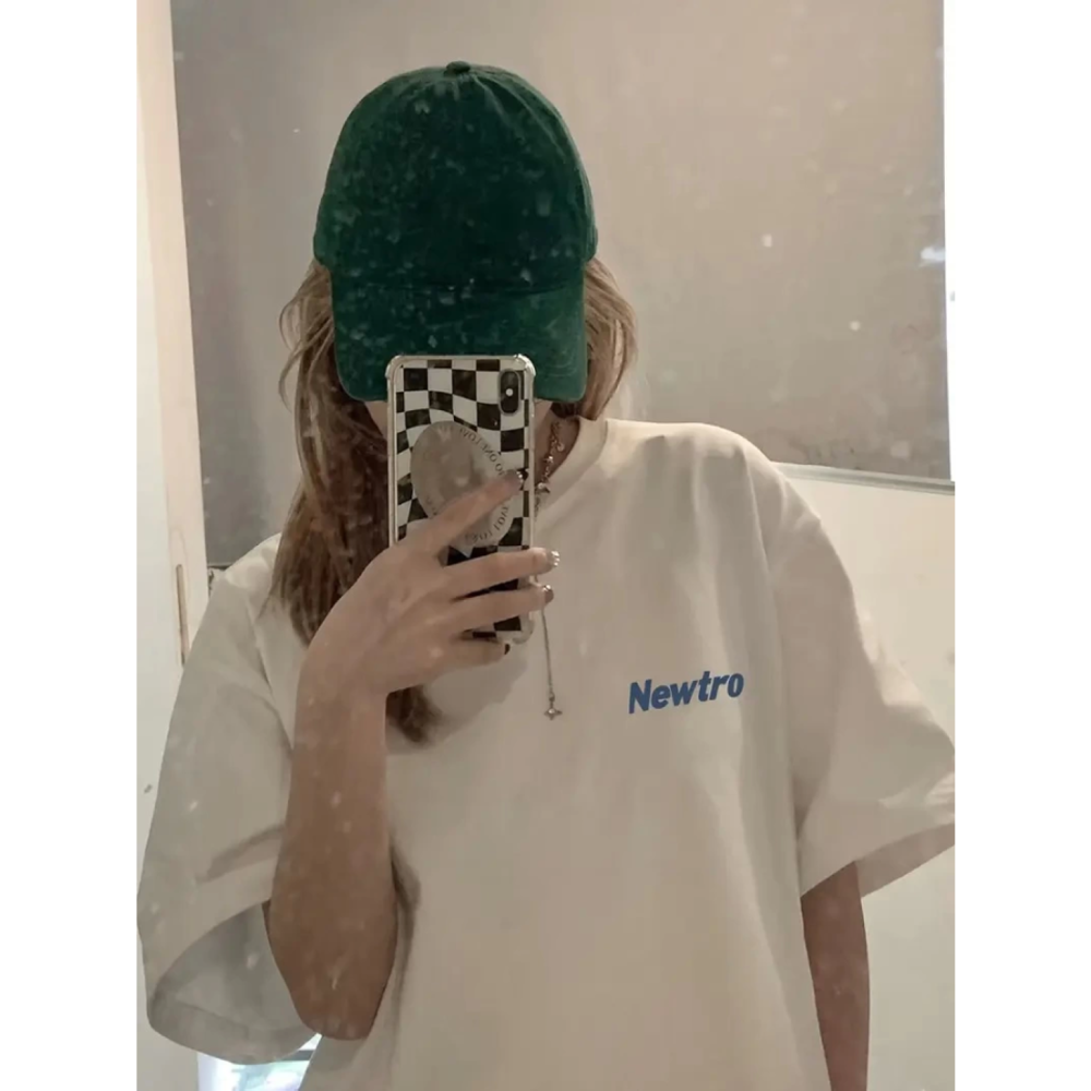 Lucky Life Kadın Baskılı Oversize Lucky Life Kadın Bisiklet Yaka