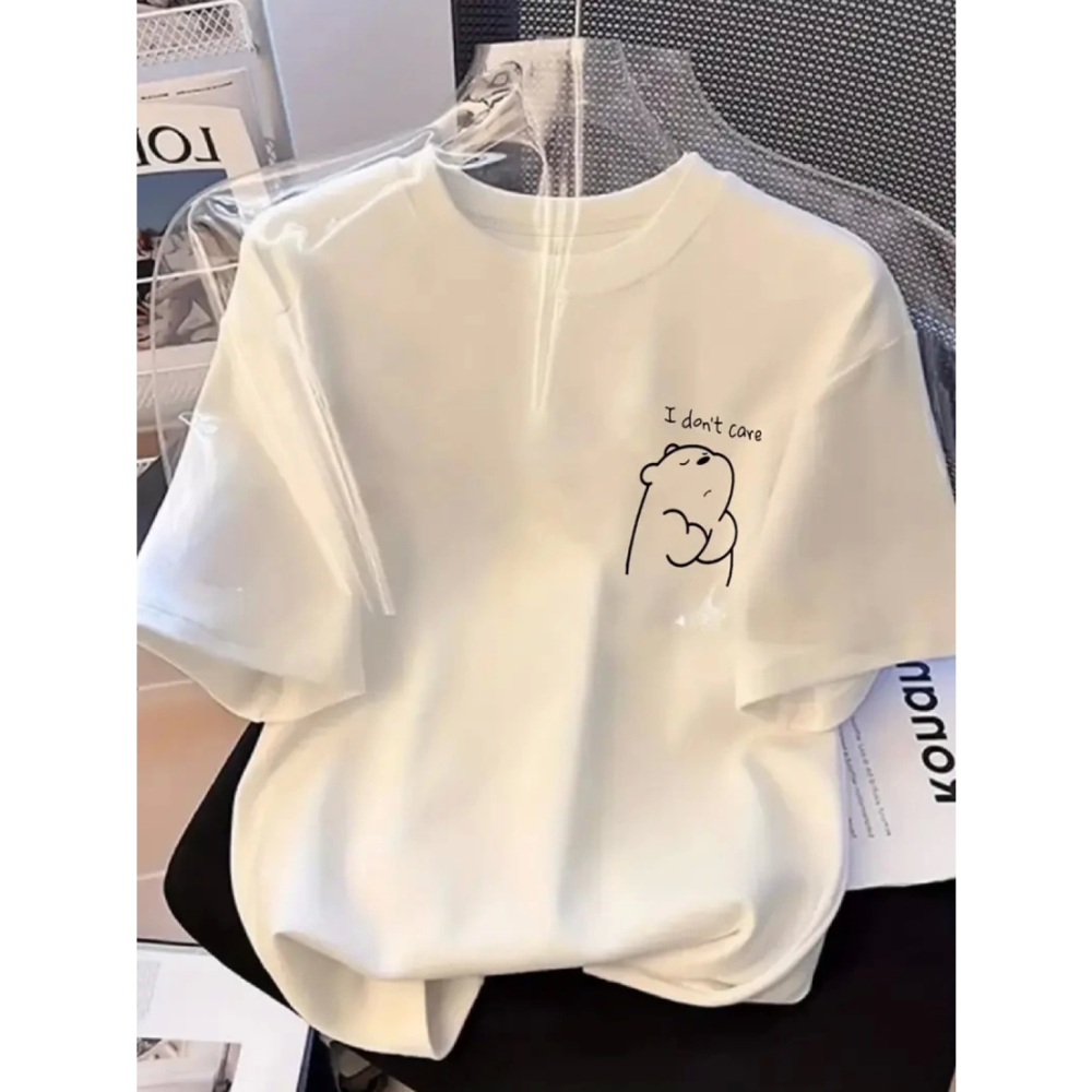 Lucky Life Kadın Baskılı Oversize Lucky Life Kadın Bisiklet Yaka
