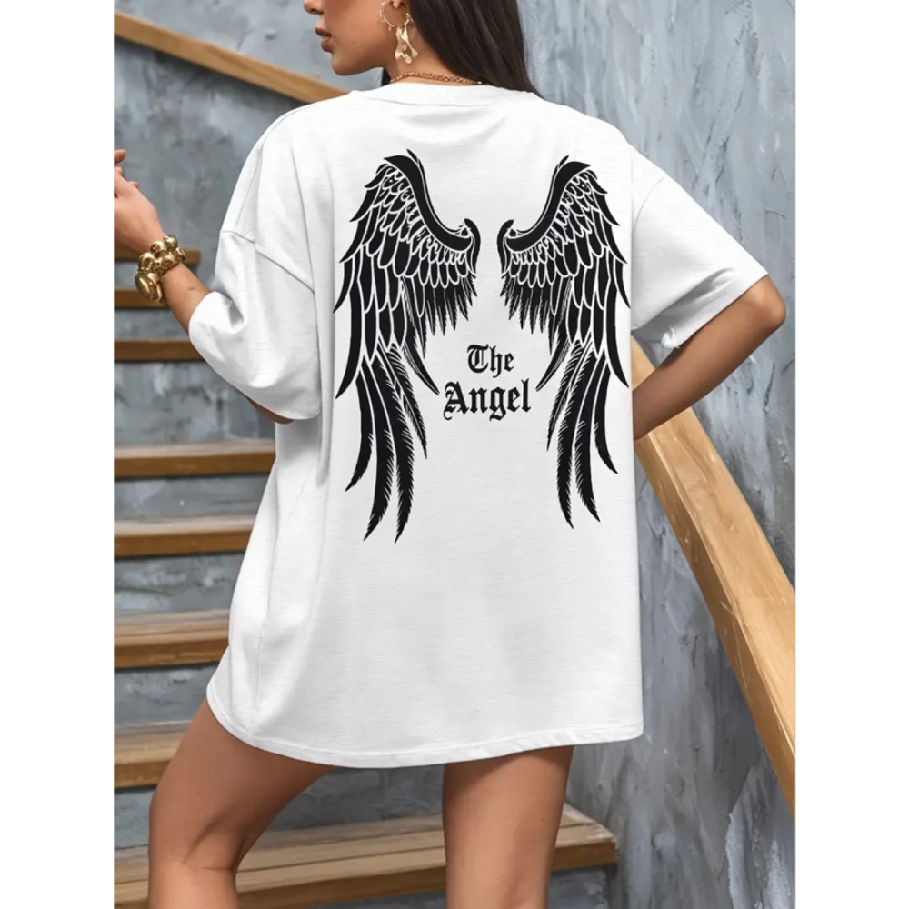 Lucky Life Kadın Baskılı Oversize Lucky Life Kadın Bisiklet Yaka