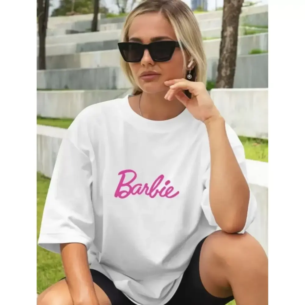 Lucky Life Kadın Baskılı Oversize T-shirt - Beyaz
