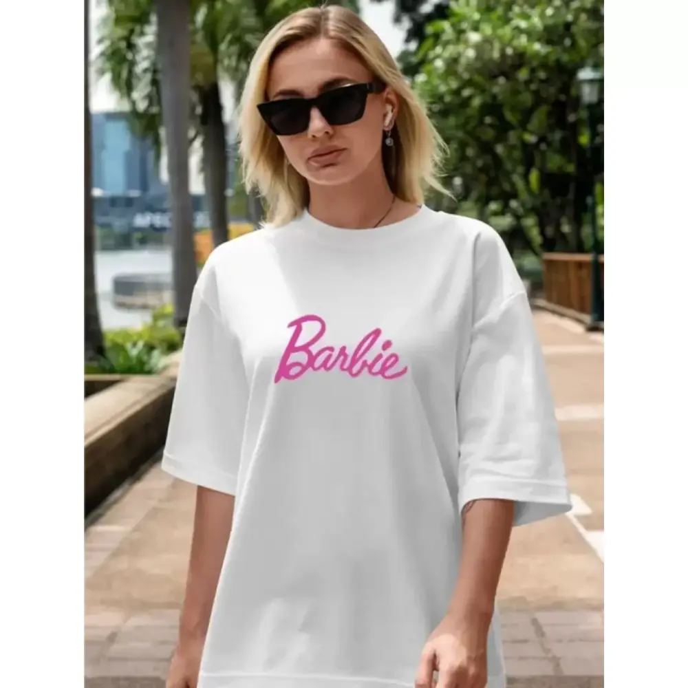 Lucky Life Kadın Baskılı Oversize T-shirt - Beyaz