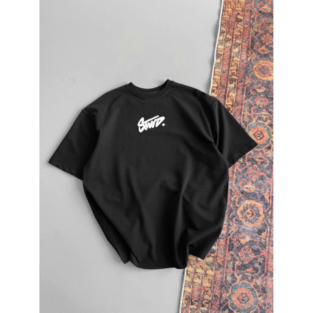 Lucky Life Kadın Baskılı Oversize T-shirt - Siyah