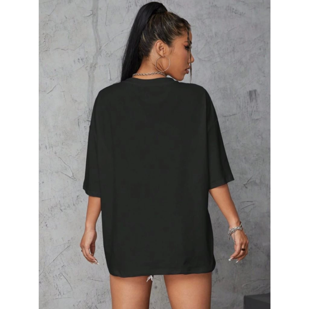 Lucky Life Kadın Baskılı Oversize T-shirt - Siyah