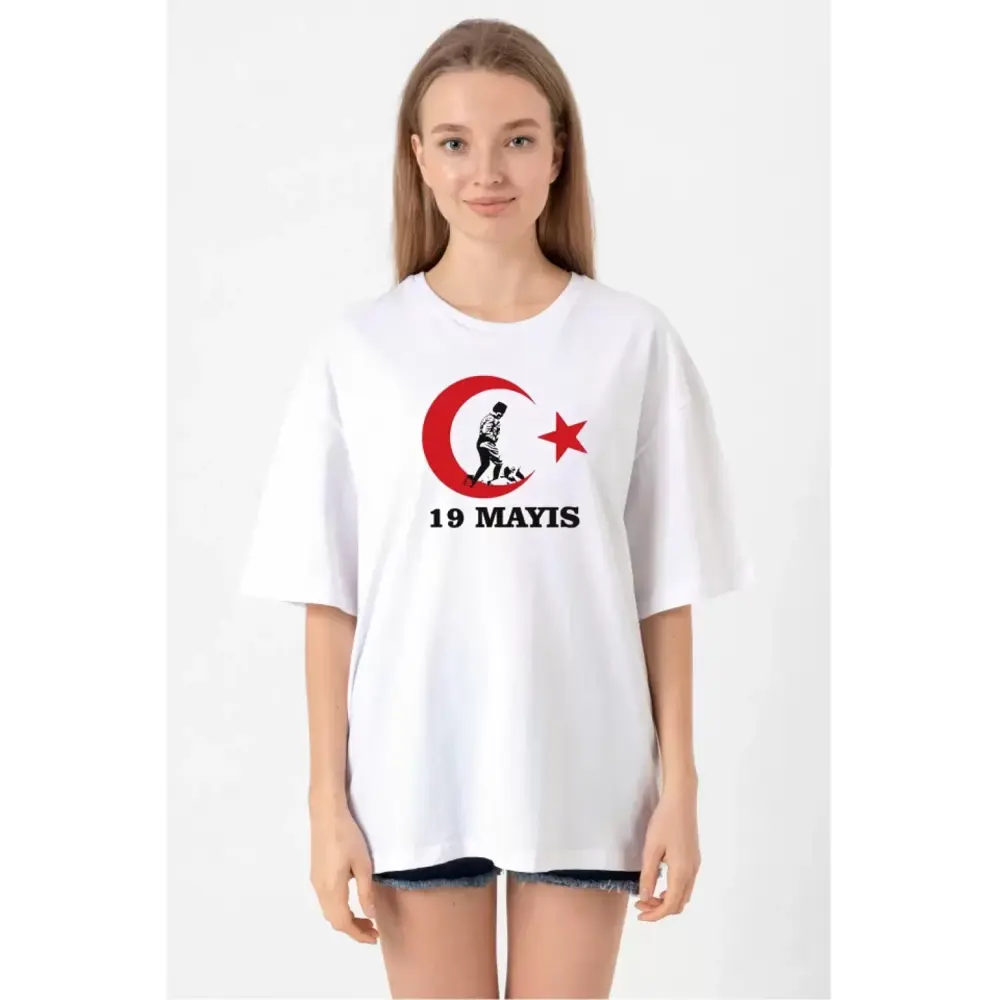 Lucky Life Kadın Baskılı T-shirt - Beyaz