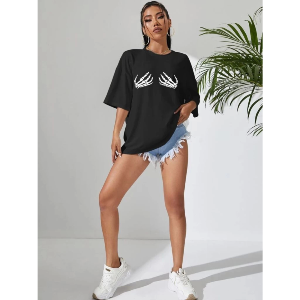 Lucky Life Kadın Baskılı T-shirt - Siyah