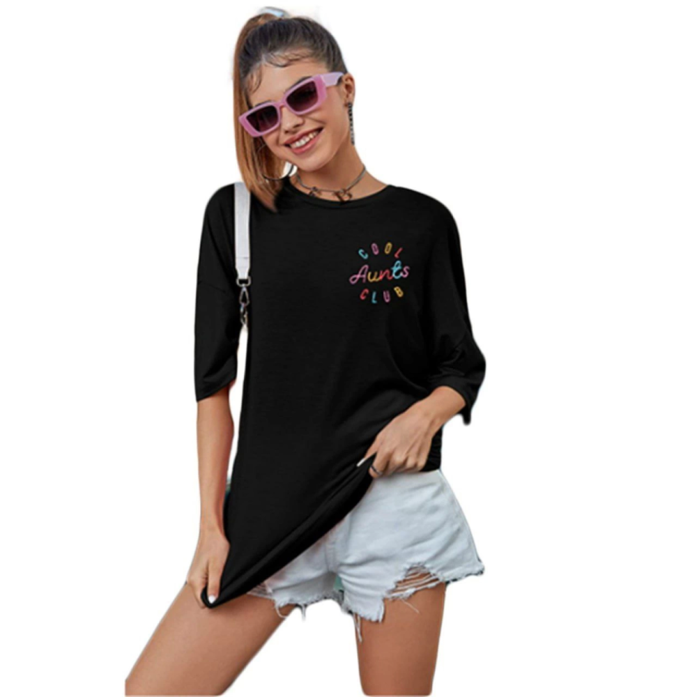 Lucky Life Kadın Baskılı T-shirt - Siyah