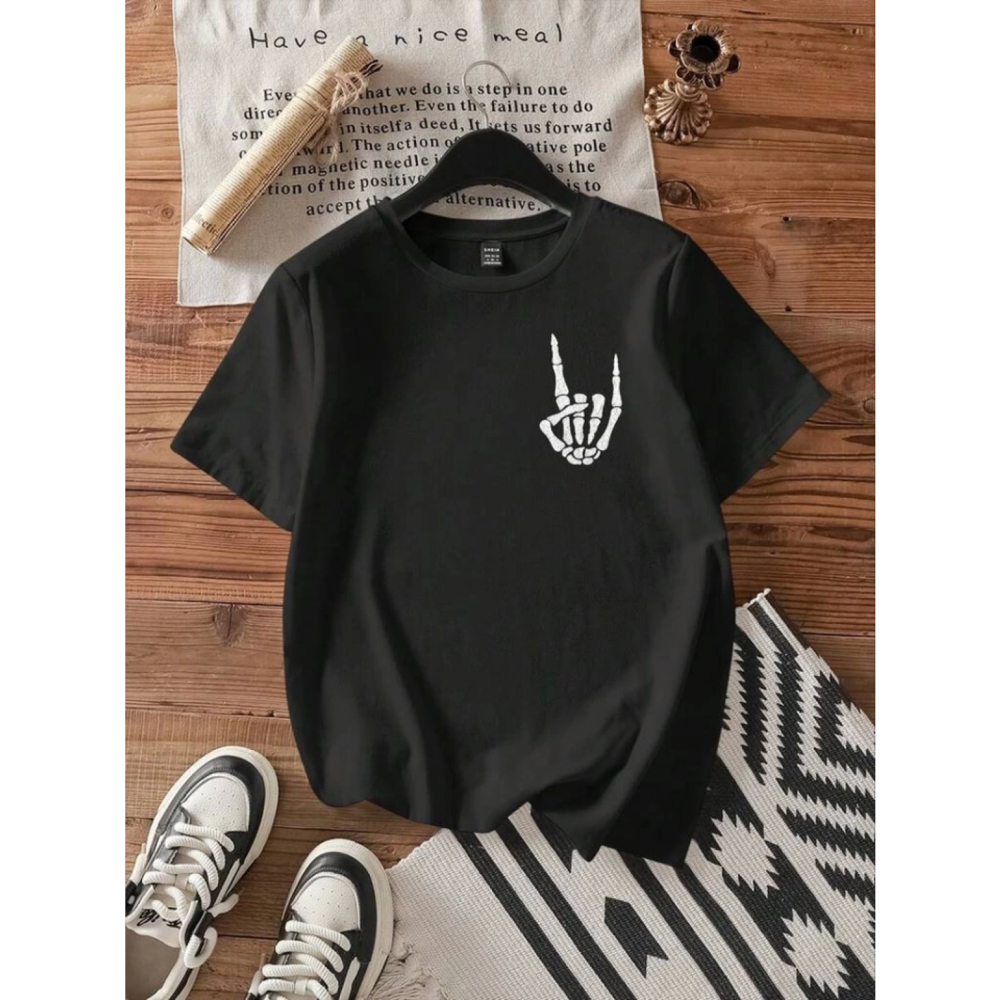 Lucky Life Kadın Baskılı T-shirt - Siyah