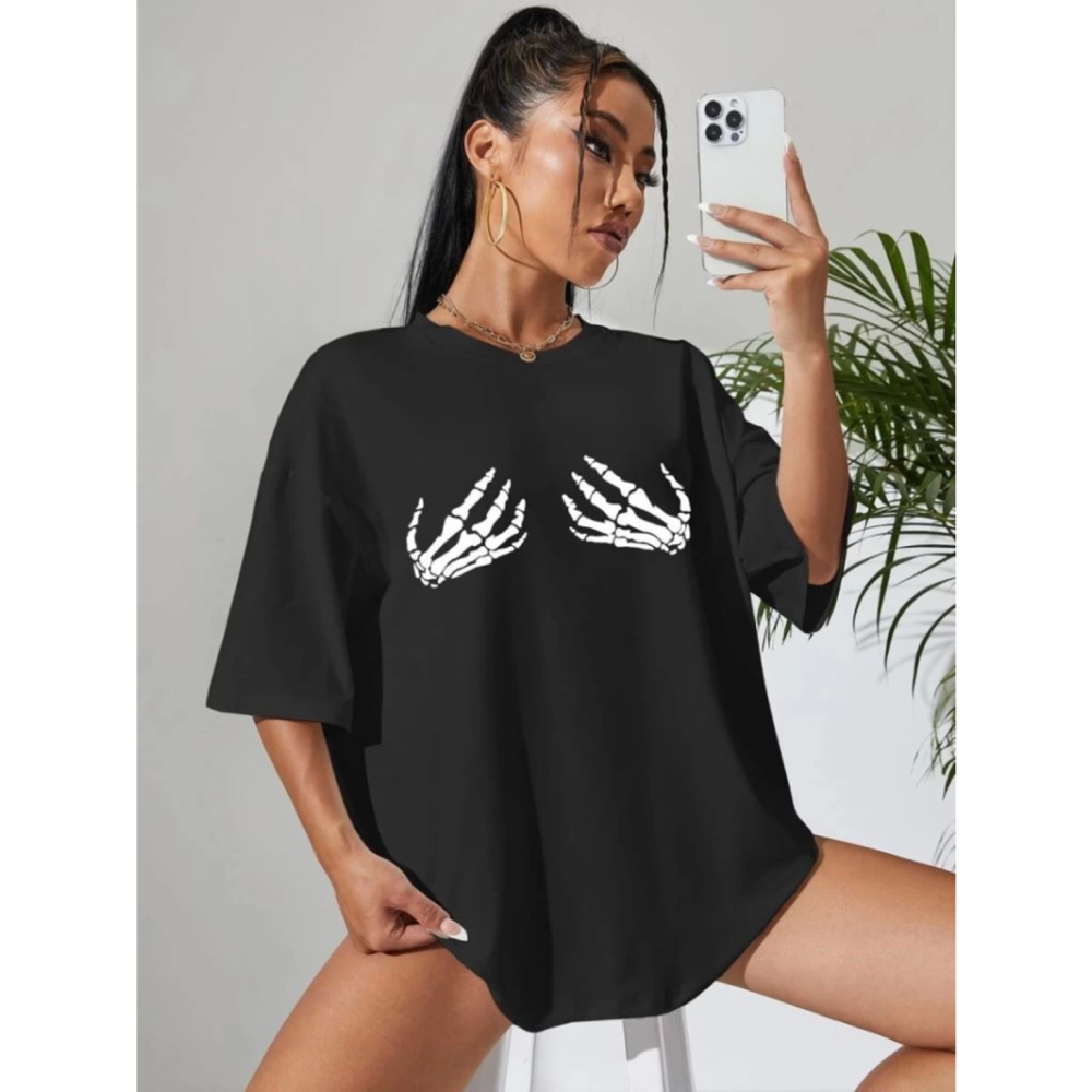 Lucky Life Kadın Baskılı T-shirt - Siyah