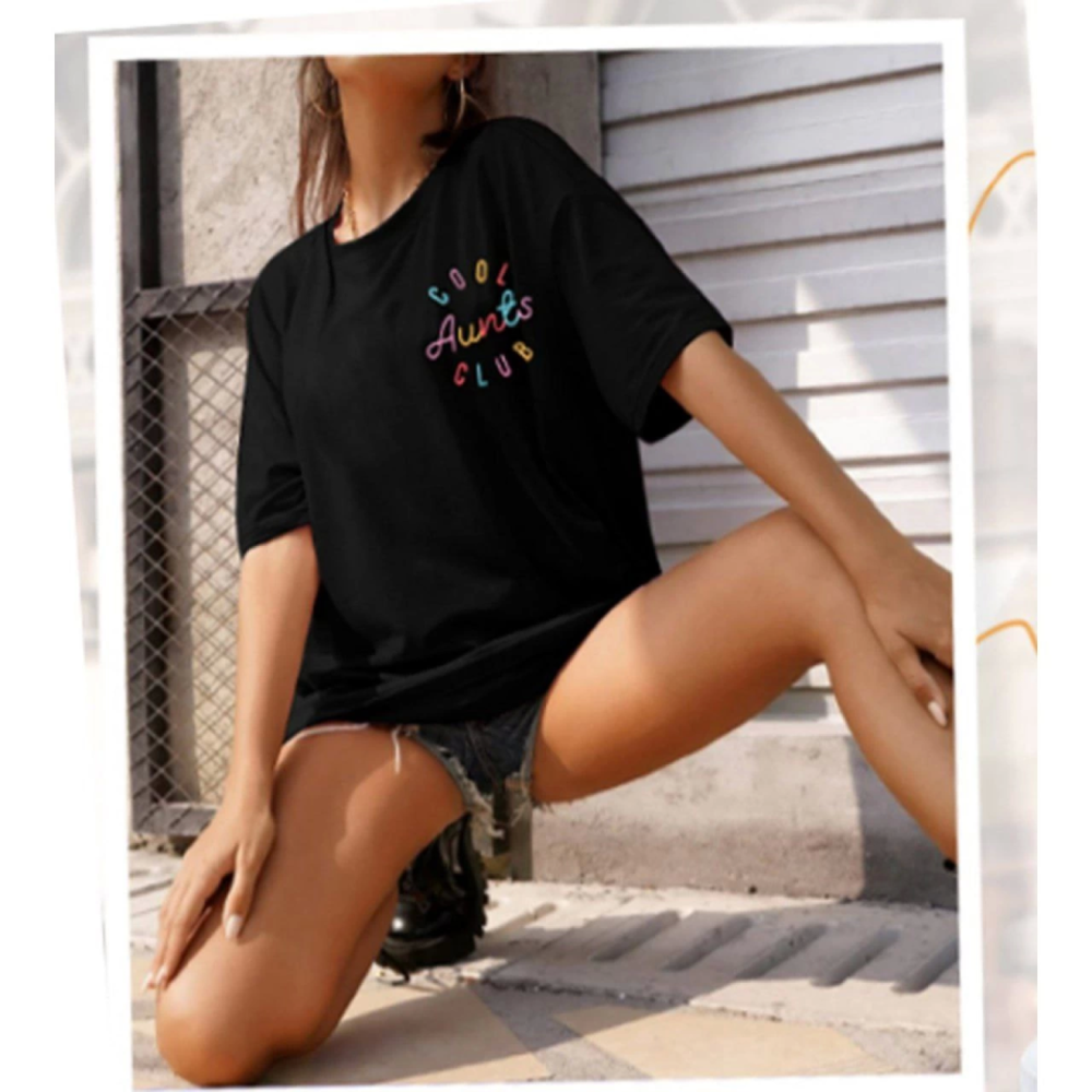 Lucky Life Kadın Baskılı T-shirt - Siyah