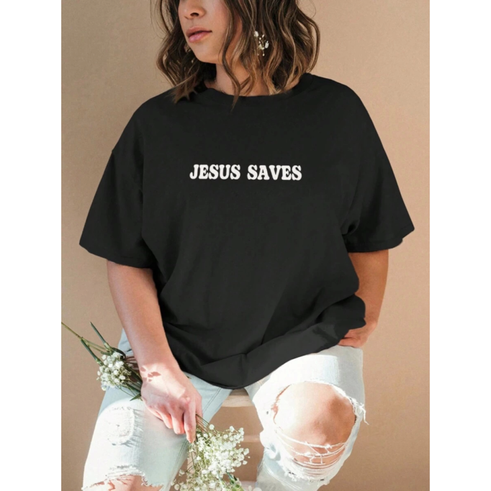 Lucky Life Kadın Baskılı T-shirt - Siyah