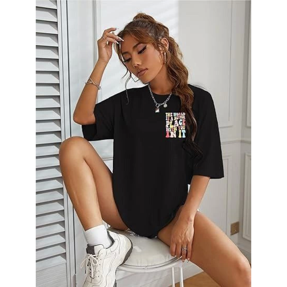 Lucky Life Kadın Bisiklet Yaka Lucky Life Kadın Baskılı T-shirt -