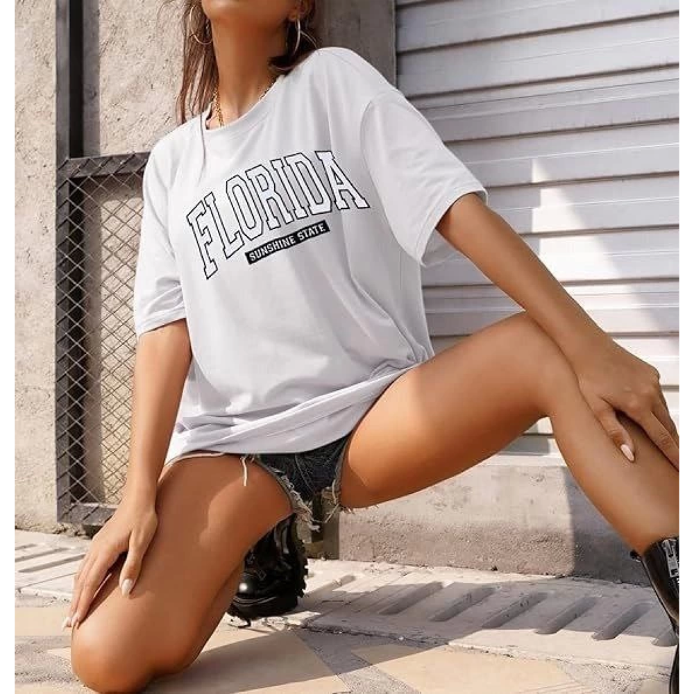 Lucky Life Kadın Bisiklet Yaka Lucky Life Kadın Baskılı T-shirt -