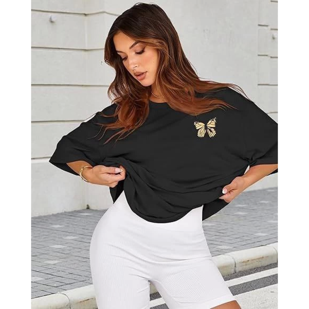 Lucky Life Kadın Bisiklet Yaka Lucky Life Kadın Baskılı T-shirt -