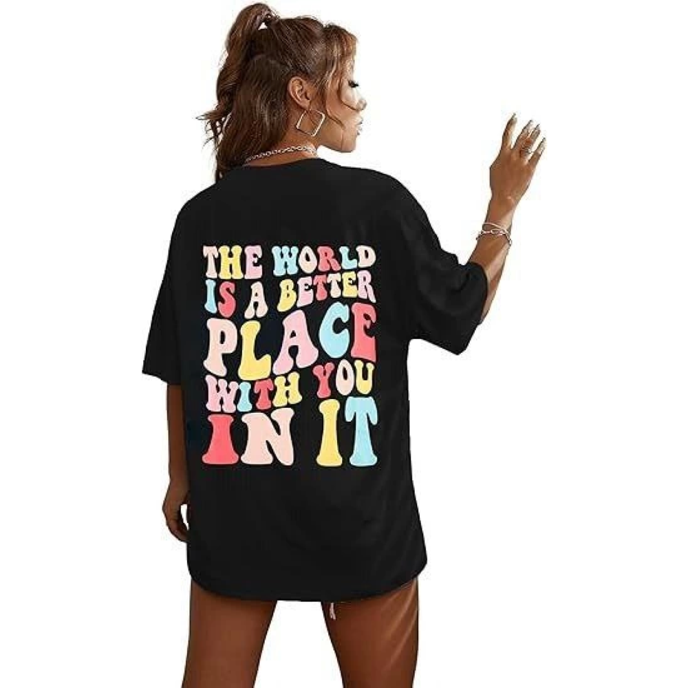 Lucky Life Kadın Bisiklet Yaka Lucky Life Kadın Baskılı T-shirt -