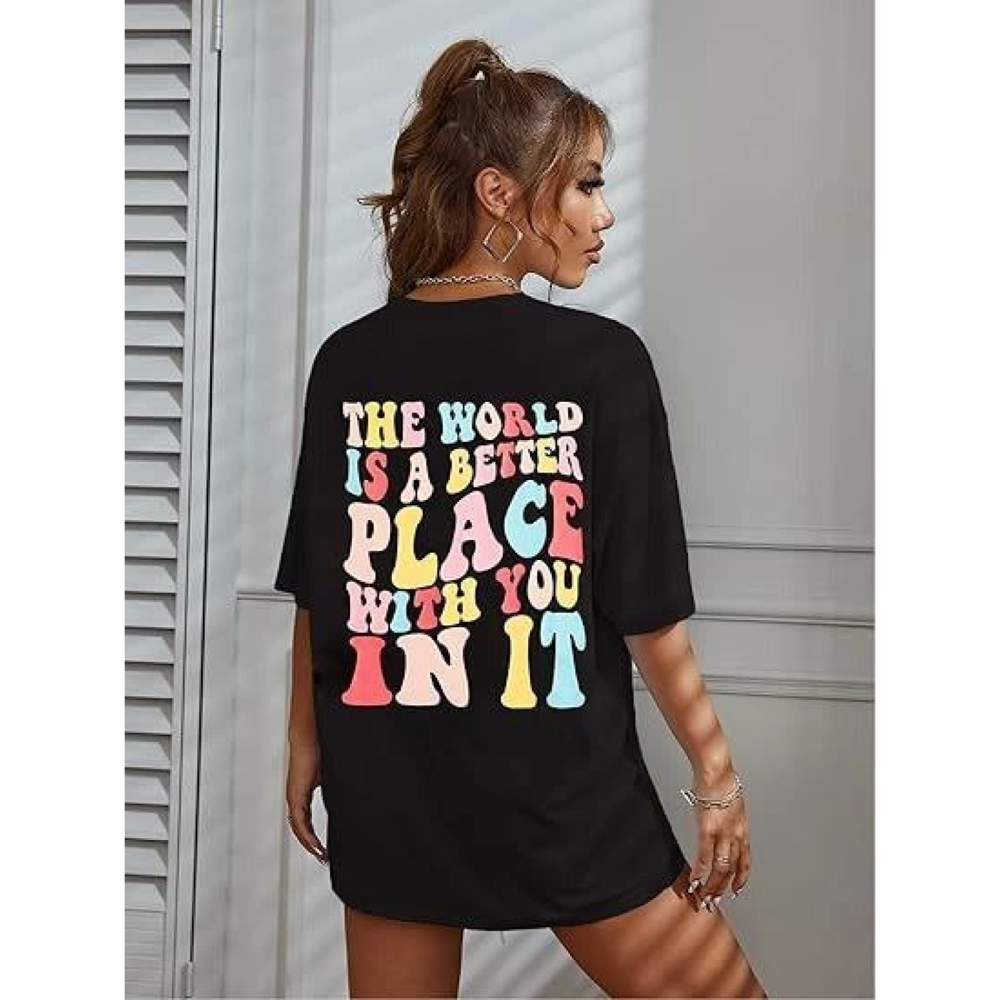 Lucky Life Kadın Bisiklet Yaka Lucky Life Kadın Baskılı T-shirt -
