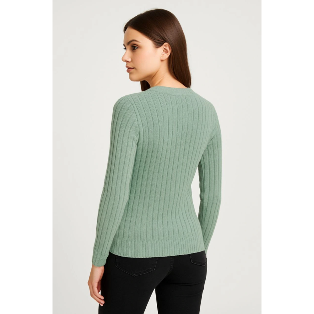 Lucky Life Kadın Bisiklet Yuvarlak Yaka Triko Kazak Pamuklu Kalın