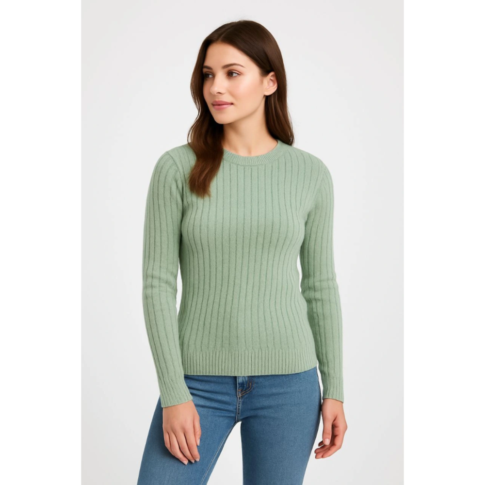 Lucky Life Kadın Bisiklet Yuvarlak Yaka Triko Kazak Pamuklu Kalın