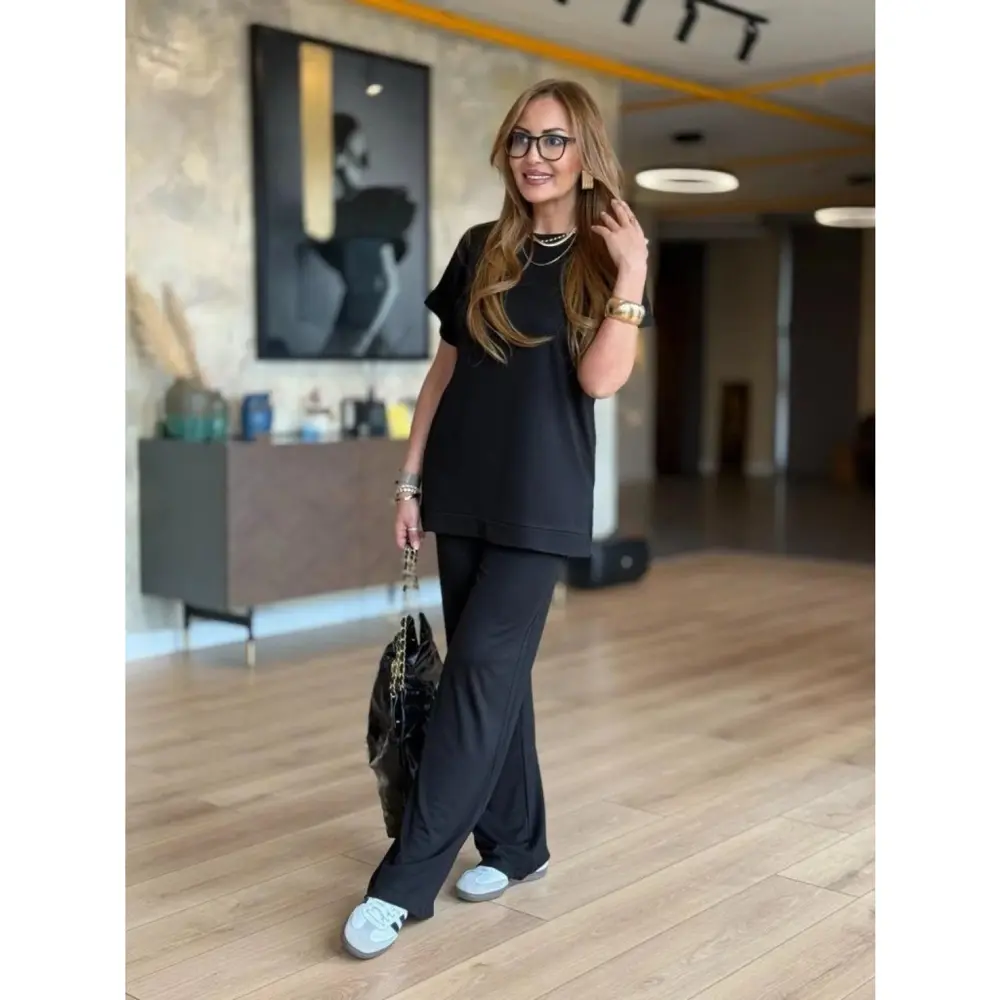 Lucky Life Kadın Kısa Kollu Bisiklet Yaka Viskon Iki Iplik Bluz V