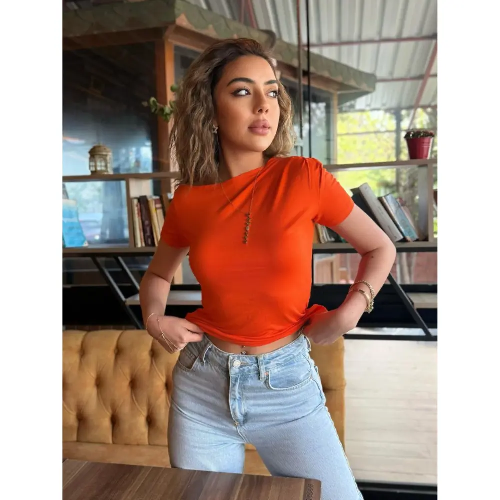 Lucky Life Kadın Kısa Kollu Tek Omuzu Açık Büzgülü Viskon Bluz