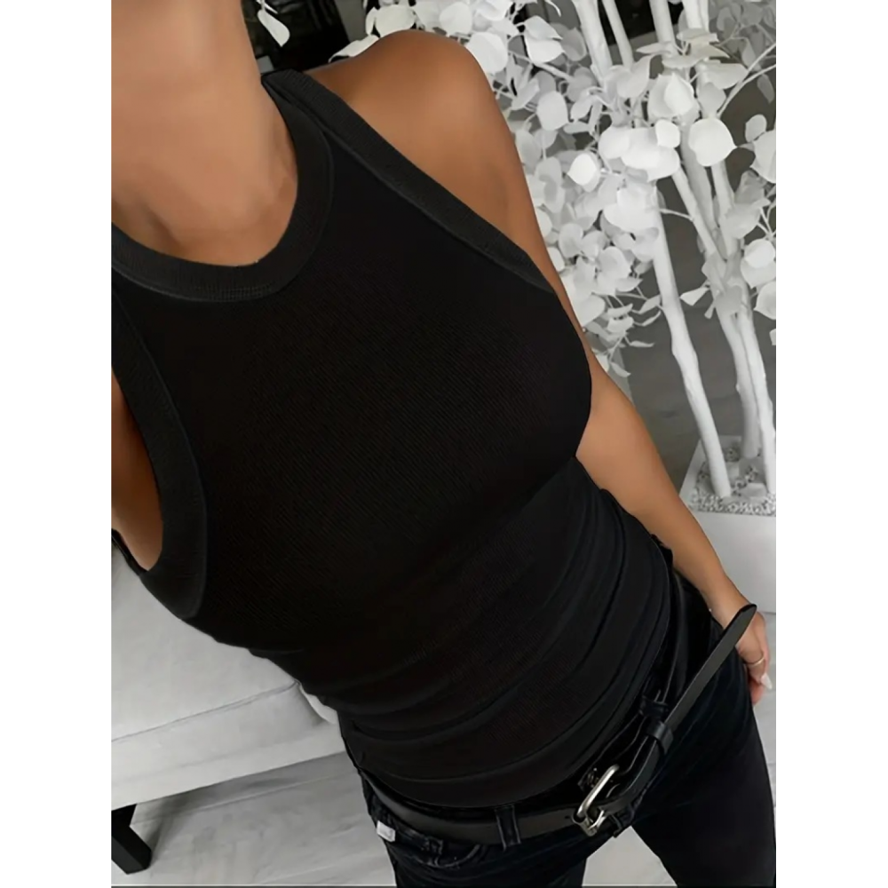 Lucky Life Kadın Kolsuz Yuvarlak Yaka Kalın Fitilli şardonlu Kaşk