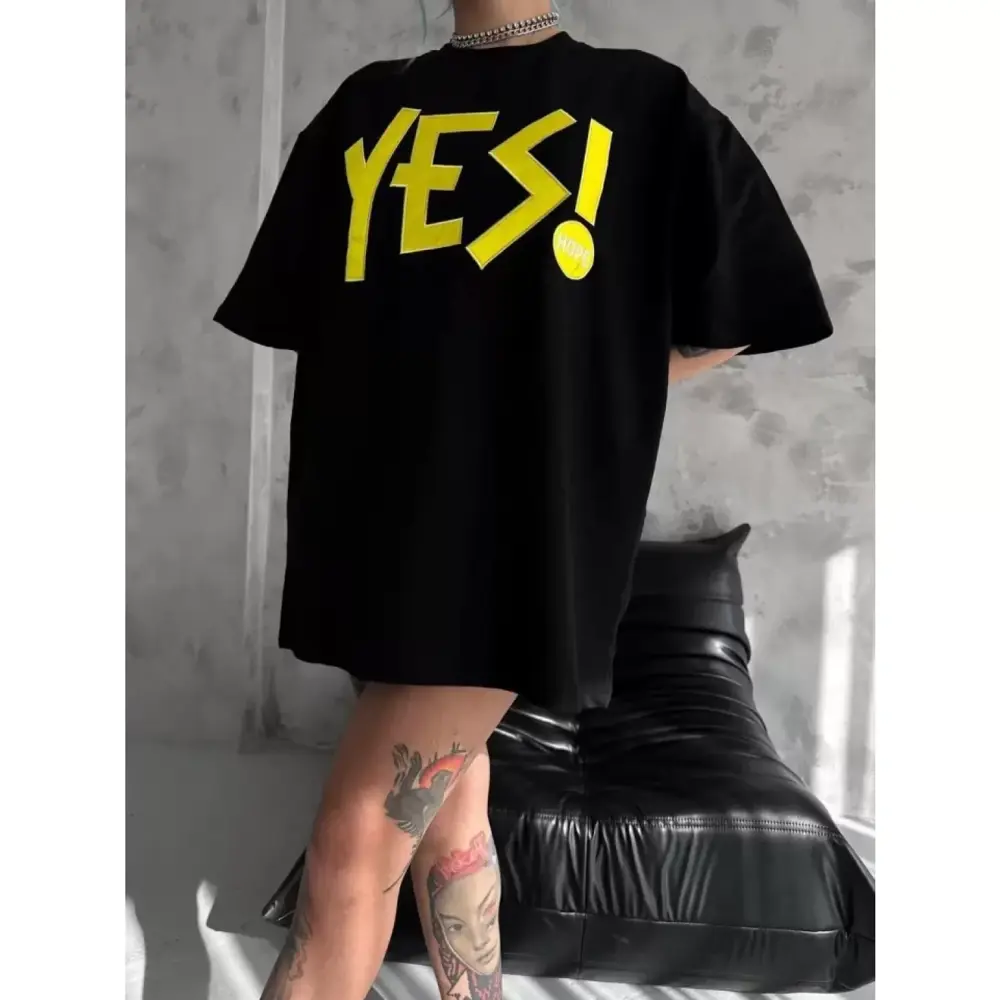 Lucky Life Kadın  Nakış İşlemeli T-Shirt - Siyah