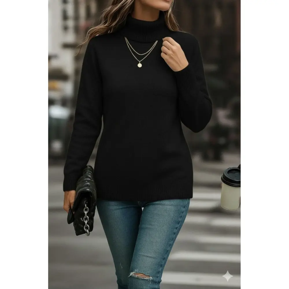 Lucky Life Kadın Uzun Kollu Balıkçı Yaka Triko Bluz