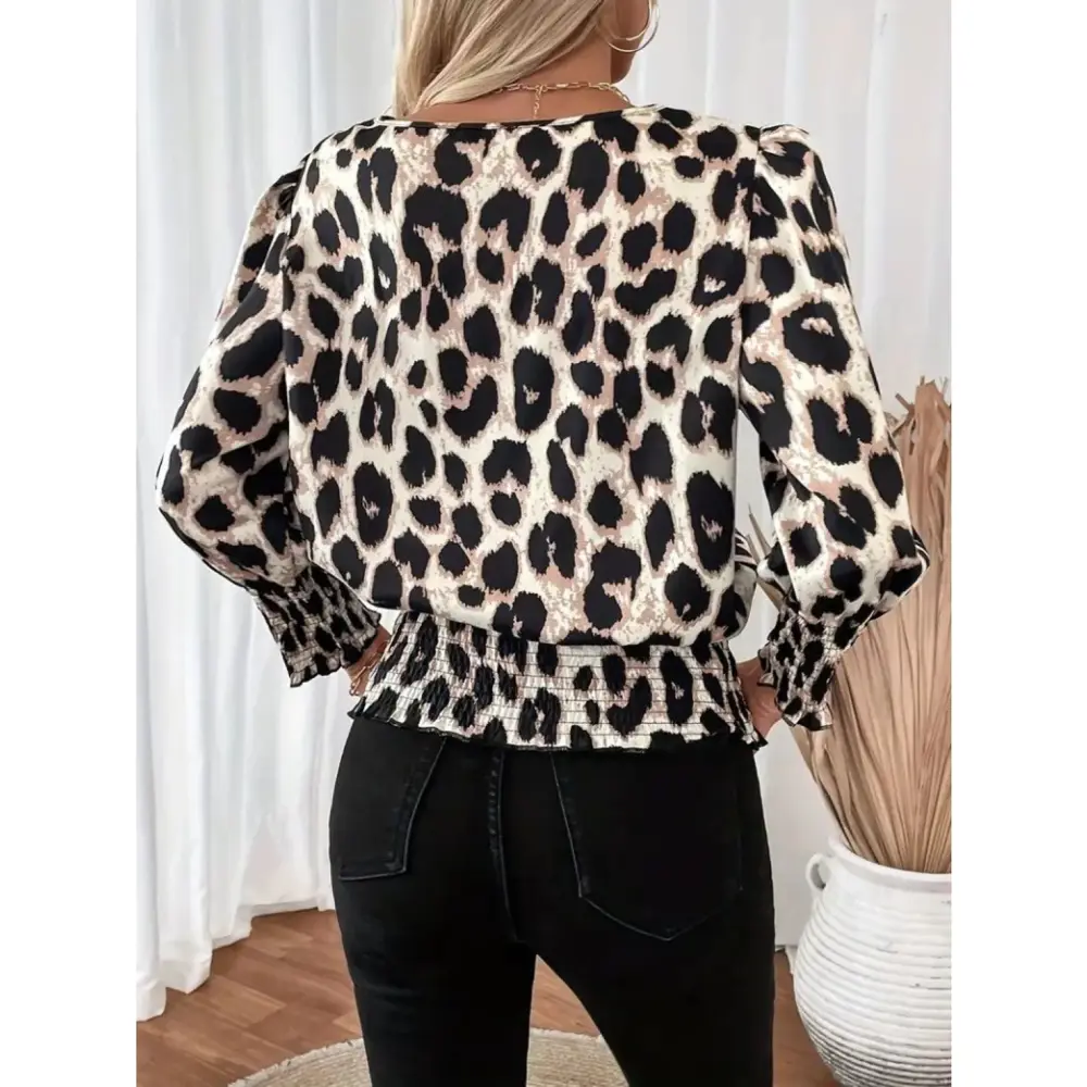 Lucky Life Kadın Uzun Kollu Bisiklet Yaka Leopar Desenli Modal Bl