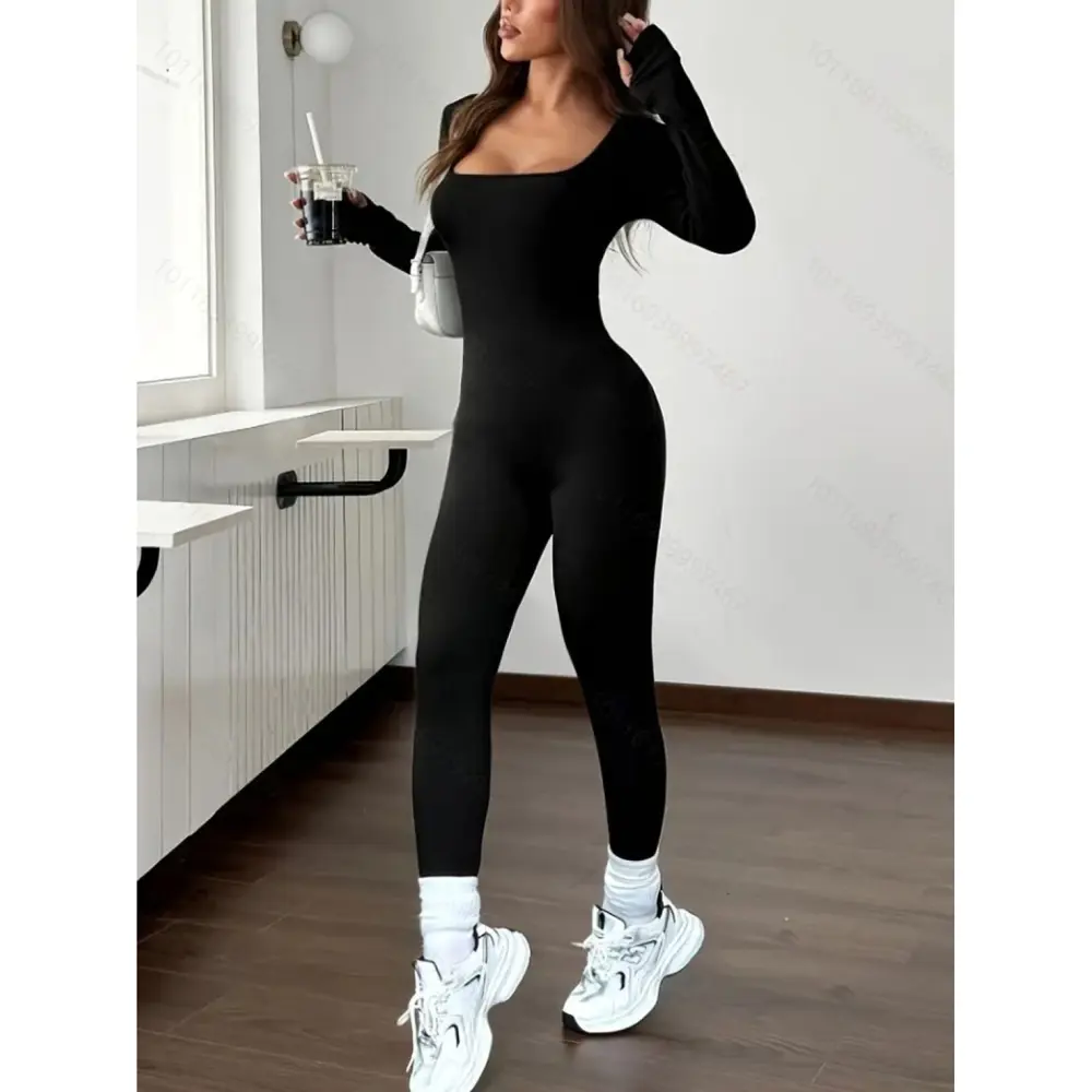 Lucky Life Kadın  Uzun Kollu Kare Yakalı Fermuarlı Parmaktan Geçm