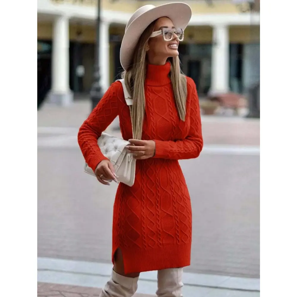 Lucky Life Kadın Uzun Kollu Loren Yünlü Motifli Midi Boy Triko El