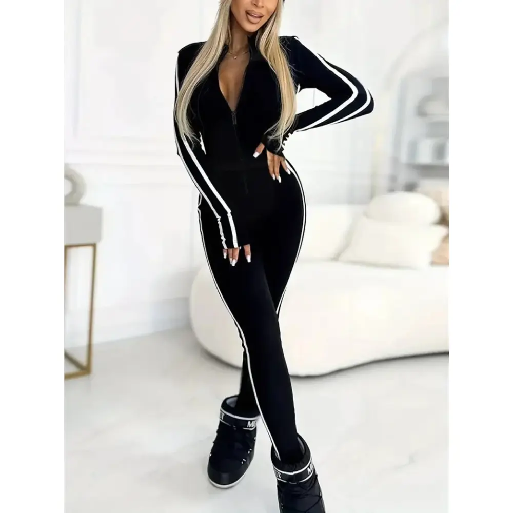 Lucky Life Kadın Uzun Kollu önden Fermuarlı şardonlu Dalgıç Tulum