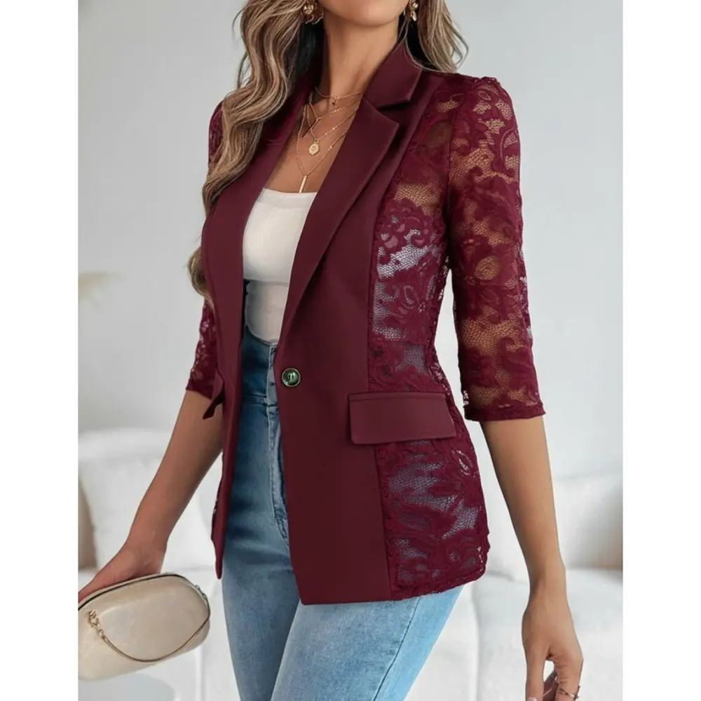 Lucky Life Kadın Uzun Kollu Truvakar Kol önden Düğmeli Cepli Dant