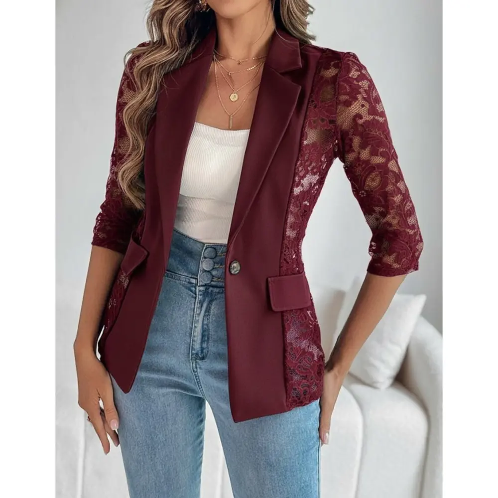 Lucky Life Kadın Uzun Kollu Truvakar Kol önden Düğmeli Cepli Dant