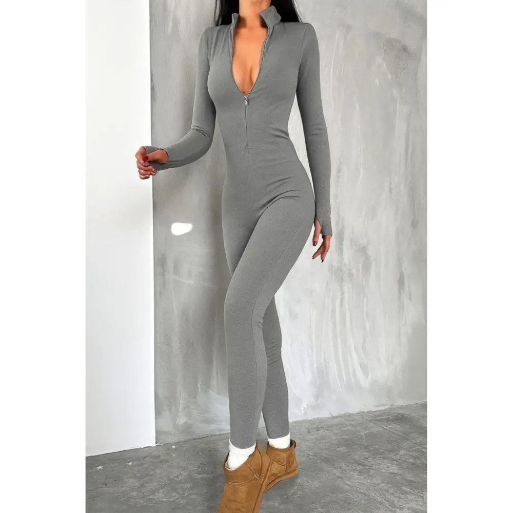 Lucky Life Kadın Uzun Kollu V Yaka Baş Parmak Geçirmeli Detay Kaş