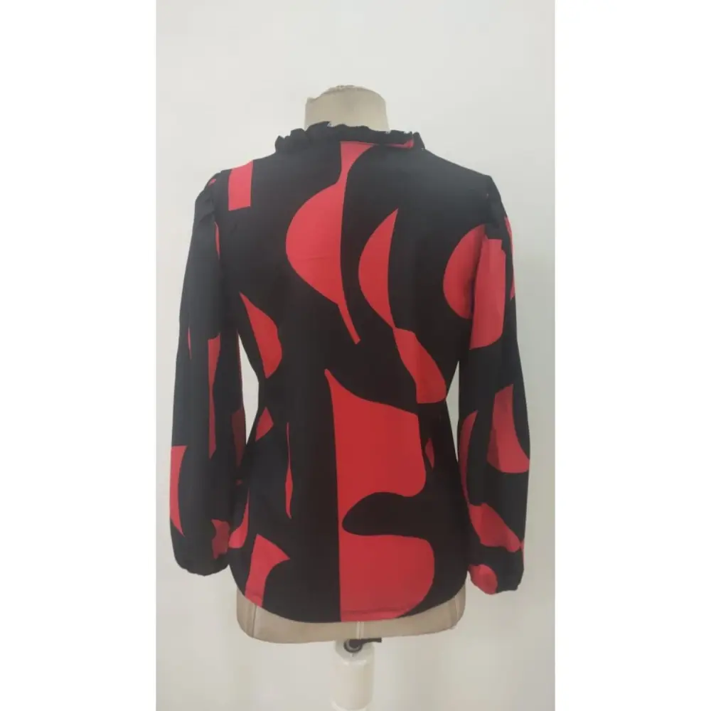 Lucky Life Kadın Uzun Kollu V Yakalı Desenli Modal Bluz