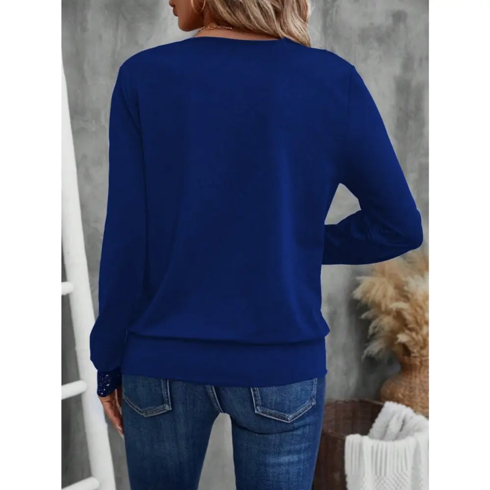 Lucky Life Kadın Uzun Kollu V Yakalı Içi Süprem Desenli Dışı Visk