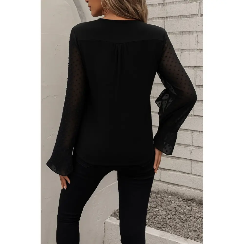 Lucky Life Kadın Uzun Kollu V Yakalı Kolları Ispanyol Detayı Sand