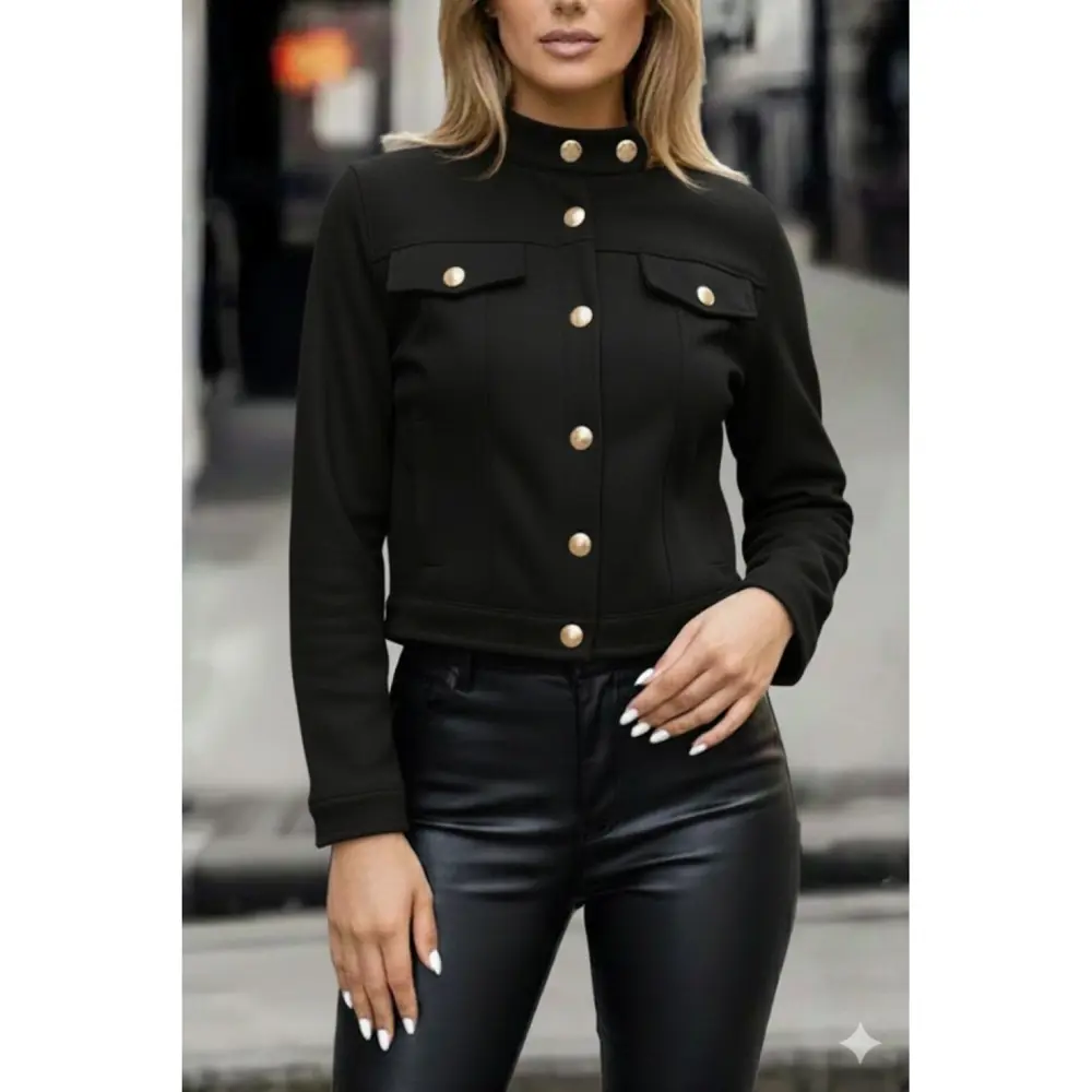 Lucky Life Kadın Uzun Kollu Yakadan Ve önden Düğmeli Süet Kısa Ce