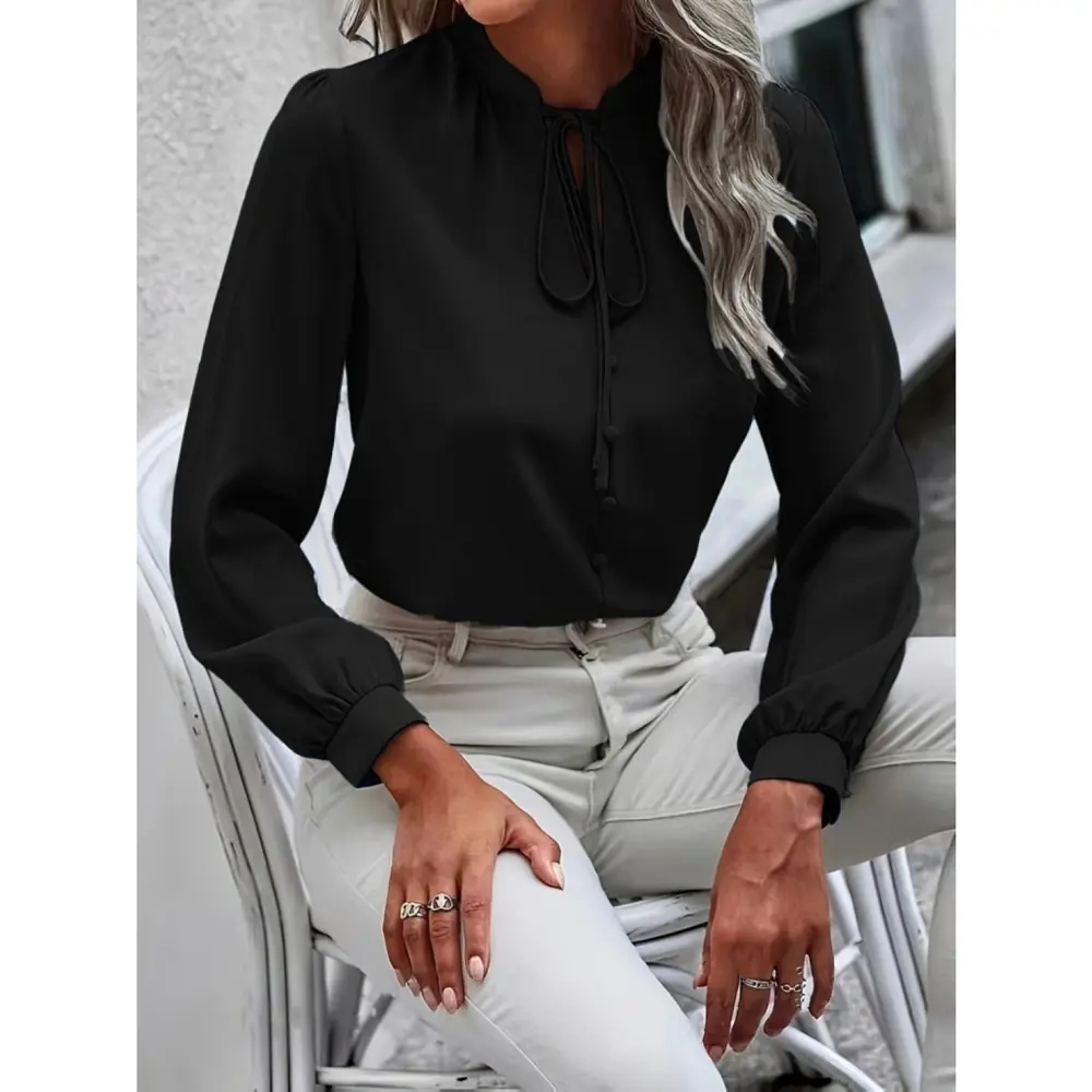 Lucky Life Kadın Uzun Kollu Yakalı Yakadan Bağcıklı Düğmeli Sandy