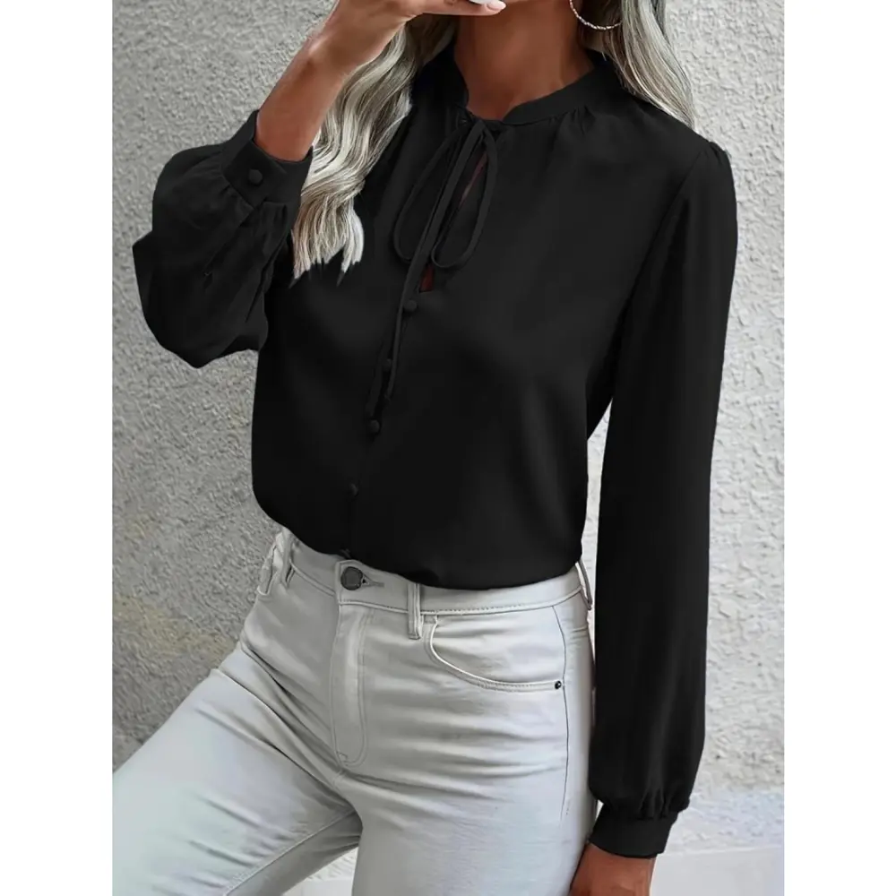 Lucky Life Kadın Uzun Kollu Yakalı Yakadan Bağcıklı Düğmeli Sandy