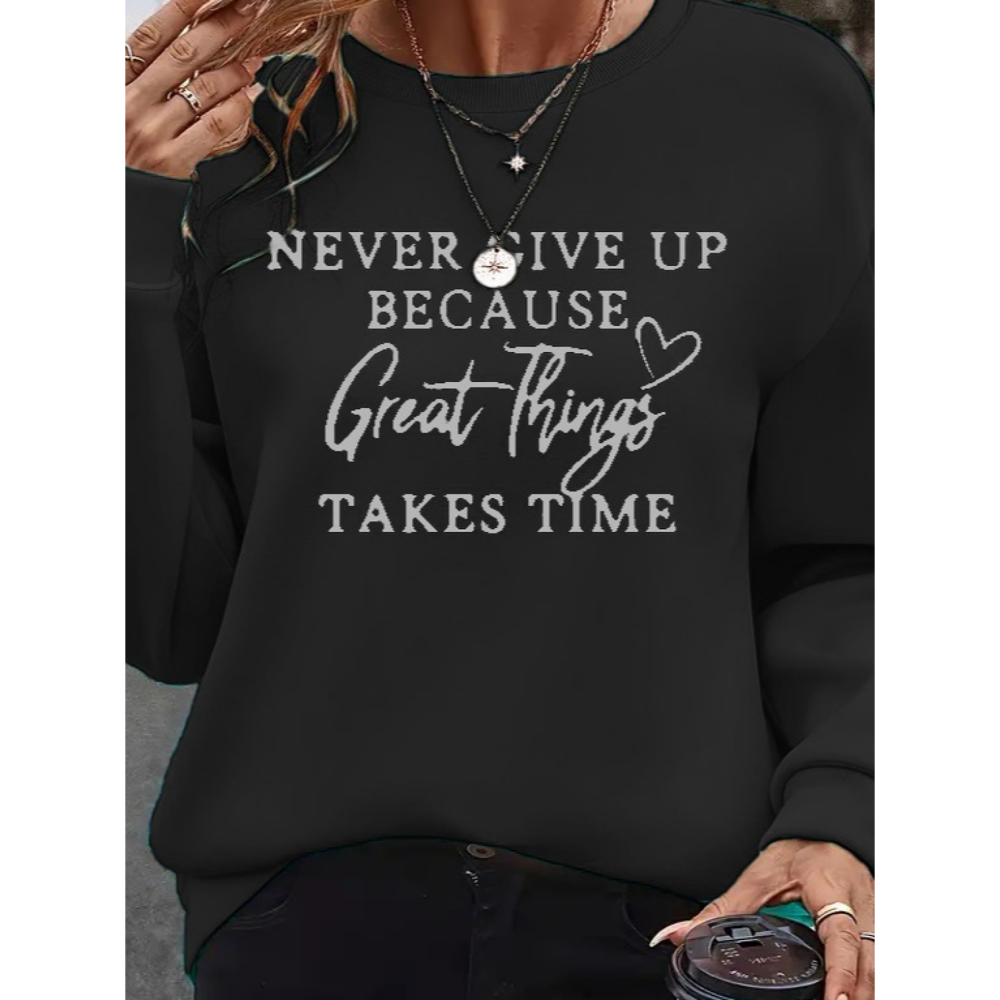 Lucky Life Kadın Uzun Kollu Yuvarlak Yaka Iki Iplik şardonlu Bluz